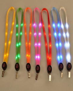 LED Light Up Lanyard Sleutelhanger ID Sleutels Houder 3 Modi Knipperend Hangend Touw 7 Kleuren 100 stks OOA38142639033 ZZ