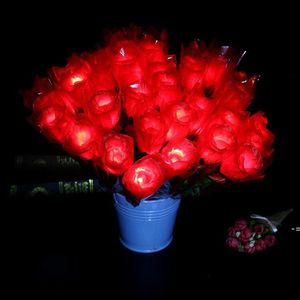 LED Light Up Rose Glowing Soie Fleur Fête D'anniversaire Fournitures Décoration De Mariage Saint Valentin Fête Des Mères Halloween Fausses Fleurs GCE13589