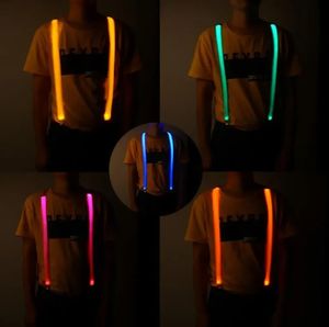 Bretelles lumineuses LED réglables en forme de Y, sangles de pantalon avec fournitures d'événements solides, accessoires de boîte de nuit pour adultes et enfants 913