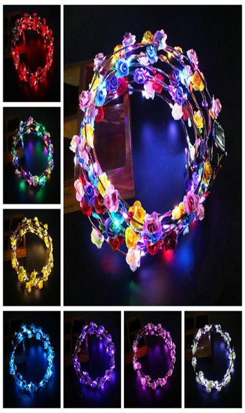 LED Light Up Guirnalda Diadema Mujeres Niñas Sombreros intermitentes Accesorios para el cabello Concierto Resplandor Suministros para fiestas Regalos de Navidad de Halloween RRA209259453