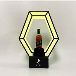 Presentador de botellas de Whisky con luz LED, glorificador de Whisky, letrero de neón para champán, soporte para vino para discoteca, bar y fiesta