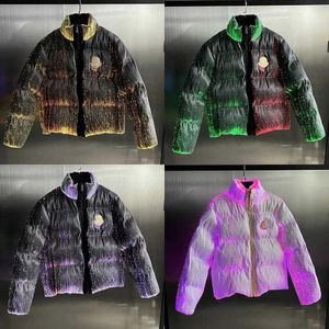 LED éclairage fluorescent doudoune rempli manteau meilleure vente monstres paume fibre optique doudoune Maya anges hommes femmes