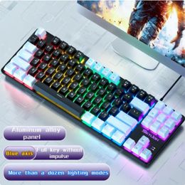 Éclairage LED H87 Clavier mécanique filaire 10 types d'éclairage coloré Gaming et Office pour Microsoft Windows et Apple IOS System