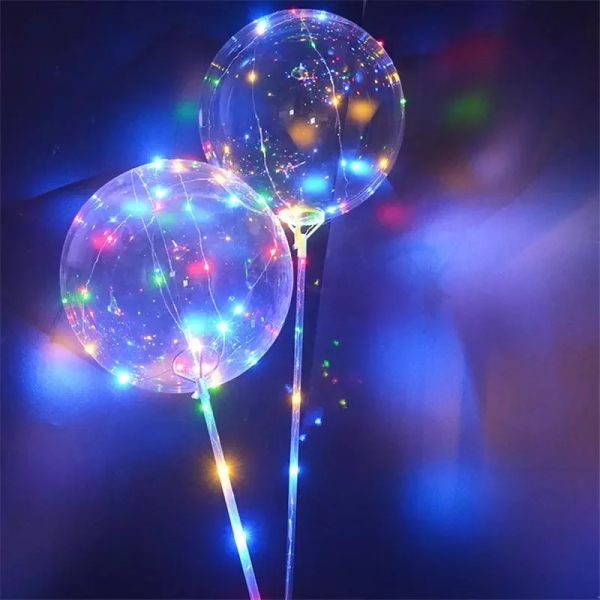 LED Lumières Ballons Nuit Éclairage Bobo Ball Multicolore Décoration Ballon De Mariage Décoratif Lumineux Briquet Avec Bâton Wholeslae