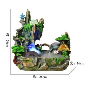 LED -lichten Creatieve indoor hars Rockery Waterscape Lucky Fish Tank Water Fountain Home Office Spray Humid Decoration Crafts Y200917