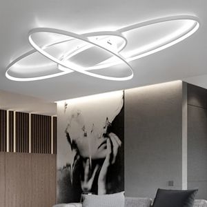 2020 Led lumières Chaude nouvelle conception Gradation à distance Moderne Led Lustre Pour Salon Chambre plafon led Blanc / Noir lustre moderne Luminaires