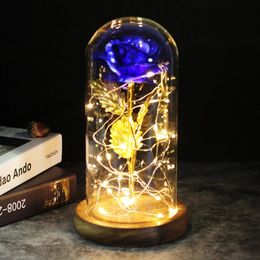 LED-verlichting Rose Light Kunstmatige Galaxy Rose-lamp met vlinder en kleurrijke LED-rozenbloemen in glas Batterij-aangedreven cadeaus voor vrouwen