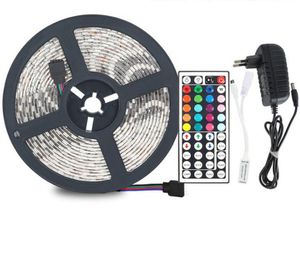 Bande lumineuse LED RGB SMD 5050, 5m, 10m, 15m, 20m, ruban Flexible et étanche, bande de Diode DC 12V RGBw, adaptateur de contrôleur IR D2.0