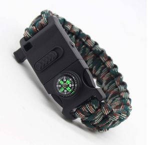 LED -lichten Survival Bracelet Outdoor wandelen Camping Emergency Parachute koordarmbanden Multifunctioneel 8 in 1 zelfreddingskits met kompasmessenfluiterij