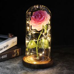 LED-verlichting Valentijnsdagcadeau voor vriendin Eeuwige roos LED-licht Bloem Lichtgevende decoratie Bruiloft Decor Creatieve moedergeschenken