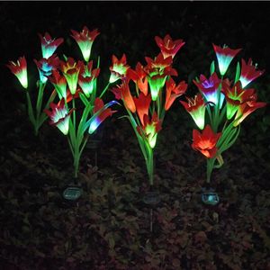 LED Lily Flowers Lights Tuin Decoraties Multi-Color Changing Landscape Decoratieve Buiten Gazon Lamp 4 Bloem Lelies Tuinen Lampen Home WMQ809