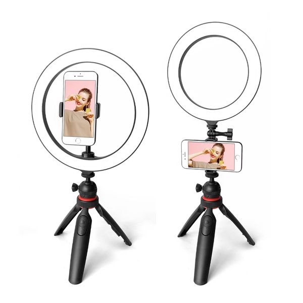 LED Live Stream Makup Ring Light avec support de téléphone Cercle Lampe Trépied Obturateur Bluetooth pour maquillage Selfie Vidéo Photo sur YouTube