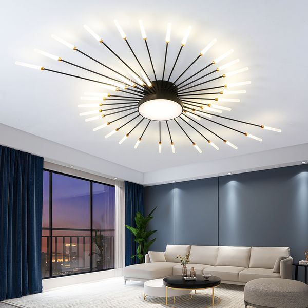Luces de techo para salón LED, luces de fuegos artificiales nórdicas creativas, lámpara de ambiente para dormitorio y comedor