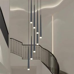 Led long downlight lampes suspendues créativité individuelle moderne salle à manger lustre escalier lumière cuisine lustres bar Chandelie283M