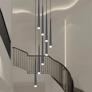 LED long downlight Lampes suspendues créativité individuelle moderne salle à manger lustre escalier lumière cuisine lustres bar Chandelie239i