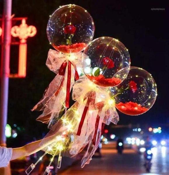 Led ballon lumineux Rose Bouquet hélium Ballons transparents fête d'anniversaire de mariage 2021 bonne année ornements de Noël16541291