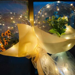 LED Lichtgevende Ballon Rose Boeket Transparante Bubble Rose Sunflower Lily With Stick Led Bobo Ball Valentines Day Gift Bruiloft Decor G50Kuva