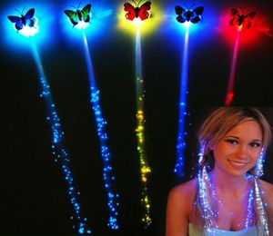 Perruques tressées lumineuses LED, décorations d'halloween, atmosphère de fête, accessoires de joie, fibre colorée, lumière papillon, hair8977829