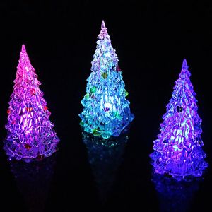 LED Lichtgevende Kerstboom Nachtlicht Imitatie Crystal Glare Acryl Vezel Bomen Kleurrijke Party Decorations Holiday Gifts