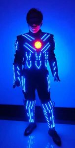 Vêtements lumineux à LED, vêtements de performance de robot laser capitaine américain, vêtements de performance lumineuse électro-optique d'armure