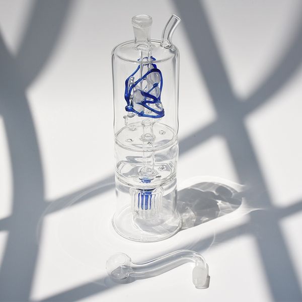 Narguilé en verre lumineux à LED avec bol en verre transparent de 10 mm Shisha Tuyaux de brûleur à mazout jetables Bong et percolater Bubbler Bols à tabac 7,4 pouces Forme de bateau