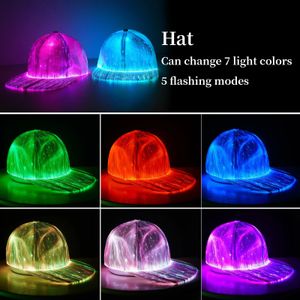LED Luminous Hat Fiber Optic Caps for Men Women USB USB Festival de música recargable Xmas Hip Hop Party Baseball Cap 231220