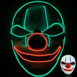Masque lumineux LED masques de Clown complets pour Halloween accessoires de discothèque Payday UD884378285