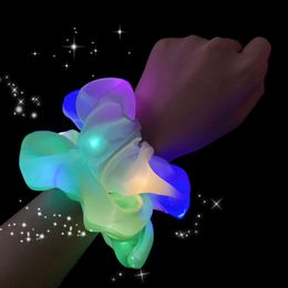 LED Lichtgevende Oversized Haar Scrunchies Lichtgevende Satijn Pony Haarhouder Pony Tail Wrap Elastische Haarbanden Sieraden Voor Party