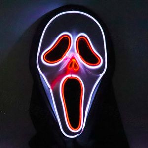 LED Lichtgevende schreeuwen Ghost El Wired Gloeiende Skull Masker voor Halloween Horror Party Kostuums Accessoires Creative Scary Mask Sea Ship ZZA752