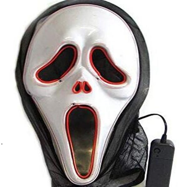 LED Lumineux Screaming Ghost EL Wired Glowing Skull Mask pour Halloween Horror Party Costumes accessoires Creative Scary Mask RRA7551