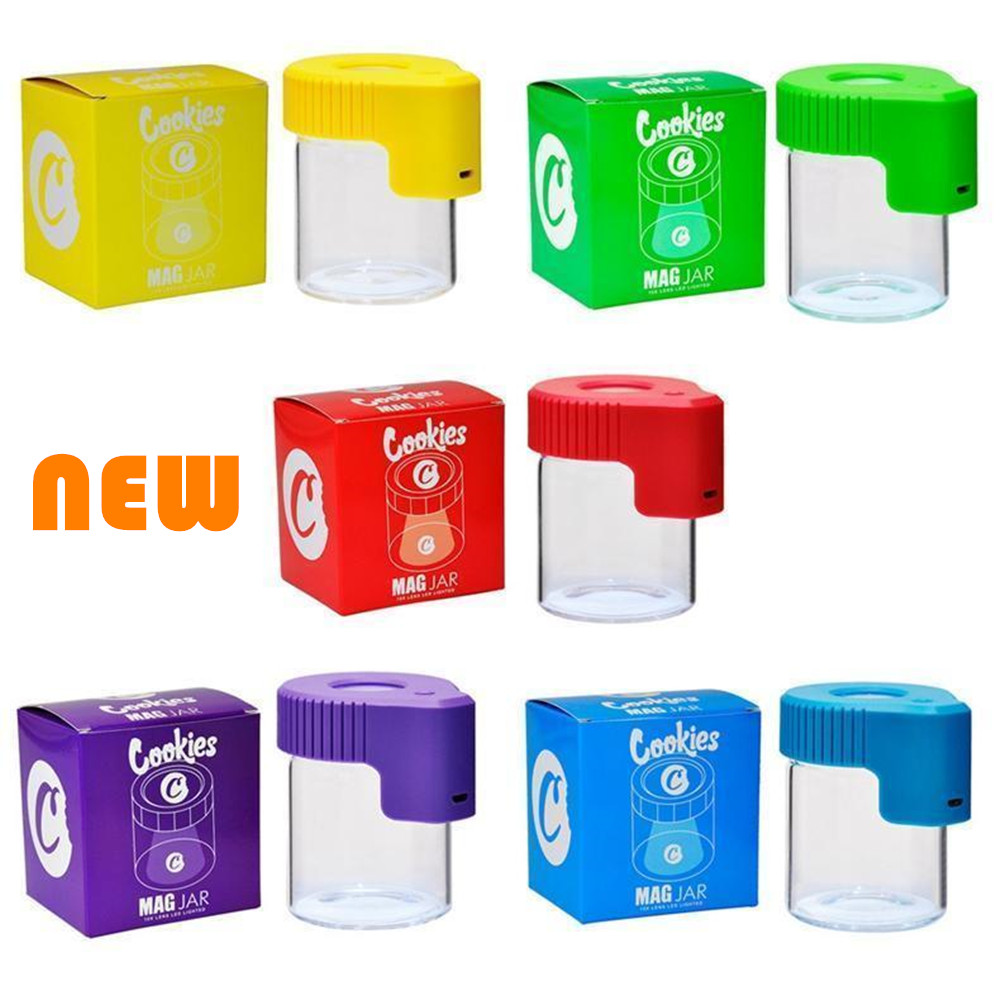 Led 돋보기 Stash Jar 쿠키 Mag 확대 보기 컨테이너 유리 보관 상자 USB 충전식 라이트 냄새 방지 재고 빠른 배송