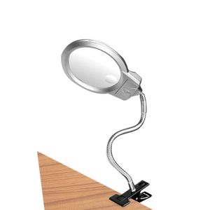 Tafellampen LED-bureaulamp vergrootglas klem met clip flexibele arm wit