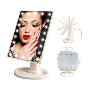 LED-make-upspiegel Cosmetisch Desktop Draagbaar Compact 16/22 LED-verlichting Verlichte make-upspiegel voor op reis voor dames Zwart Wit Roze ZA2069 Svitc