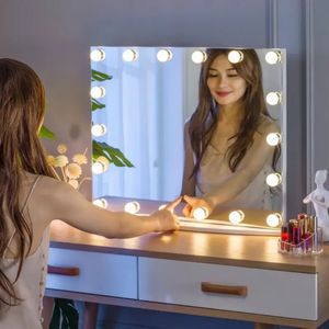 Espejo de maquillaje LED con bombillas USB Hollywood, luces de espejo para maquillaje, tocador de baño, iluminación, lámpara de pared LED regulable