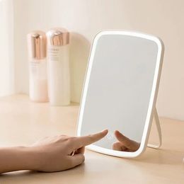 LED Makeup Mirror Touchscreen 3 Licht draagbare staande opvouwbare ijdelheid mirroir met 5x vergrotende cosmetica LED -spiegel