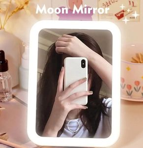 Miroir de maquillage à LED avec écran tactile, Portable, pliable, réglable, blanc, rose, pour dortoir domestique