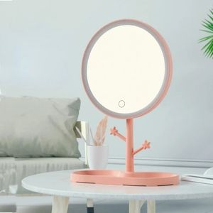 Miroir de maquillage à LED avec lampe de maquillage de rangement de dames claires Miroir de vanité de bureau