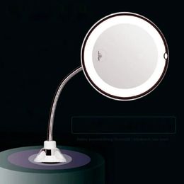 Miroir de maquillage à LED avec lampe légère avec berceau de rangement Miroir cosmétique tournante