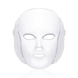 Led Mask 7 Colors Beauty Photon LED Facial Mask Therapy Light Skin Care Rejuvenation Wrinkle Acne Removal with Neck Detachable
