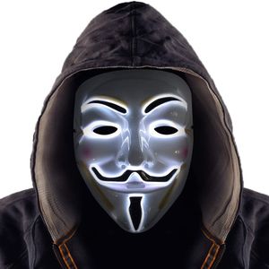 Masque LED Halloween Décoratif Hacker Masques Cosplay Costume Vendetta Guy Fawkes Illuminez pour Party Festival Favor Props XBJK1909