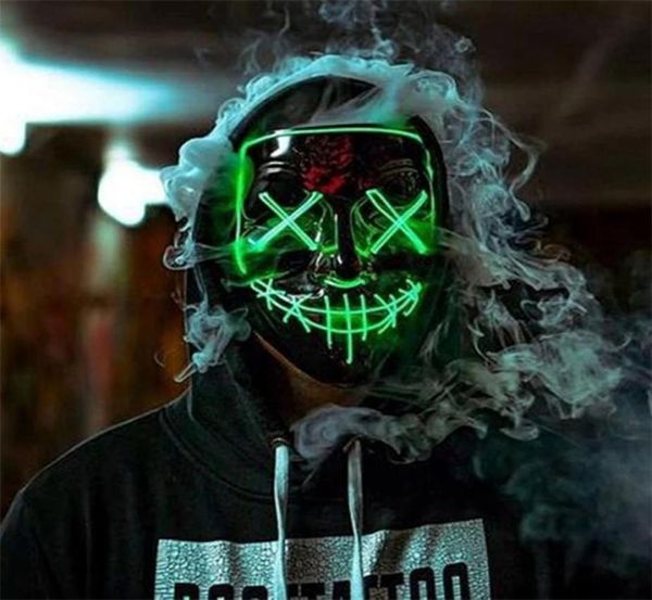 Máscara LED Luminosa que brilla en la oscuridad Máscaras Disfraz de fiesta de Halloween Máscaras de cosplay Accesorios de terror Mascarada con luz de neón 2207076119801