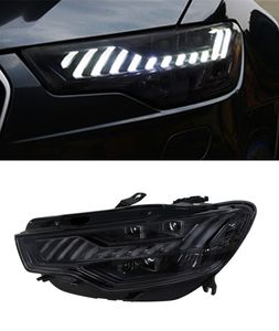 Faros delanteros de matriz LED para Audi A6L, conjunto de faros delanteros A7, luces de señal de giro tipo serpentina azul DRL de inicio