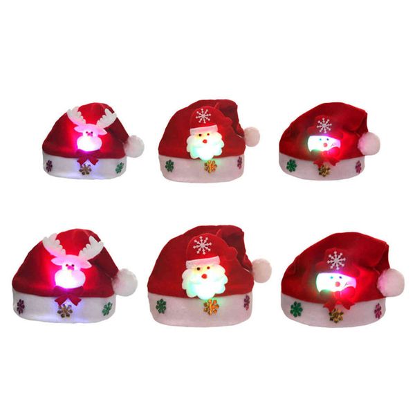 Led Merry Christmas Light Up Hat Illuminate New Year Cap para niños Niños Adultos Regalo de Navidad Festival Suministros de decoración para fiestas