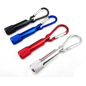 LED Mini Flashlight Aluminium Aluminium Torch met Carabiner Ring Sleutelhangers Sleutelhanger Mini LED Zaklamp Mini-Light LED Zaklampen Torches