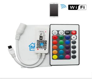 LED MIni WIFI RGB controller RGBW Controller met 24key afstandsbediening IOSAndroid Mobiele Telefoon draadloos voor RGB RGBW LED Strip DC512V4343874