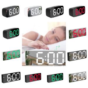 Reloj despertador con pantalla acrílica con espejo LED, relojes digitales creativos, Control de voz, hora de repetición, fecha, pantalla de temperatura, estilo rectangular/redondo