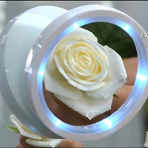 LED-spiegel Cosmetische Compact Crystal Vergrootglas Make Make Mirror Swivel Action LED-verlichting Swivel Cosmetic Tool