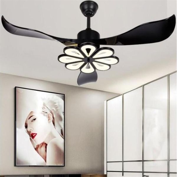 Ventilateur de plafond moderne LED ventilateur de plafond noir avec lumières maison décorative fans lampe de plafond DC ventilateur télécommande myy296g