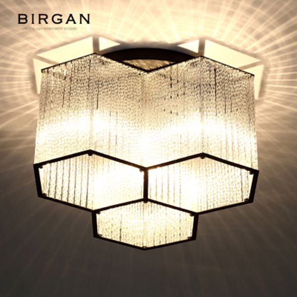 LED moderne plafonnier hexagone cristal suspension luminaire encastré pour salon chambre café bar plafonnier