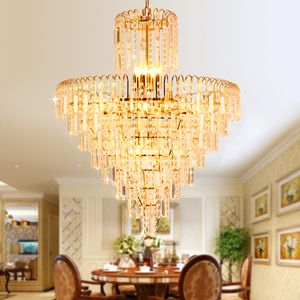 LED Moderne kroonluchter American Gold Crystal Chandeliers Lights Fecture Home Dining Room Hotel Hall Restaurant Crystal Droplight Hanging Lamp